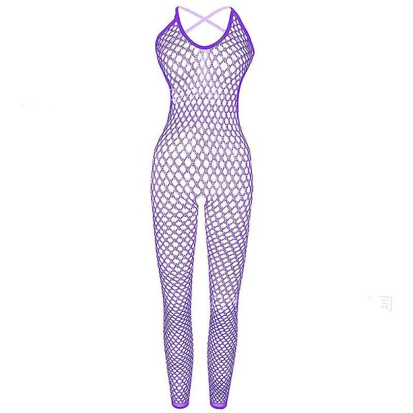 Sexet kvindelige netstrømpebukser Body Suit Strømper Slynge Bamser uden skridt Bamse Bodysuits Bodystrømper Dame Lingeri blue