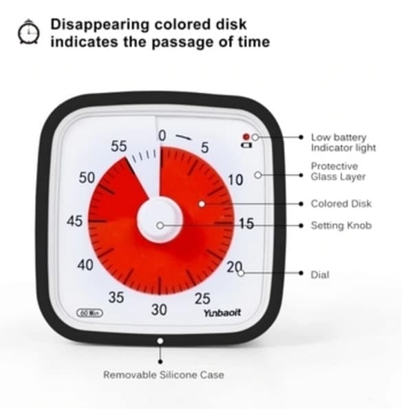 Visuell Timer 60min - klasserom skole for barn svart black