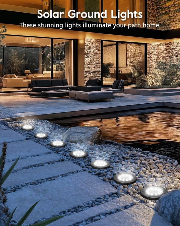 16-pack Solar Lights Outdoor IP65, 16 LED Ground Lights with Automatic On, White Light White candle, 8 pcs