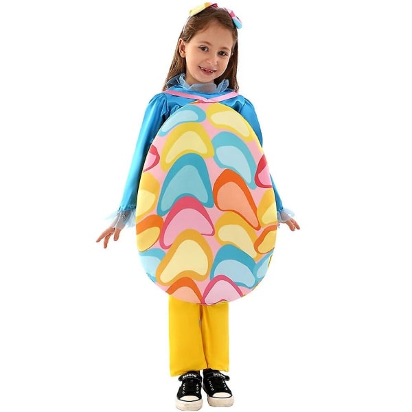 Barn Fargerikt påskeegg kostyme jenter påske kostymer Fancy dress antrekk Gjør det selv påskeegg alve kostyme for småbarn L (125-135cm)