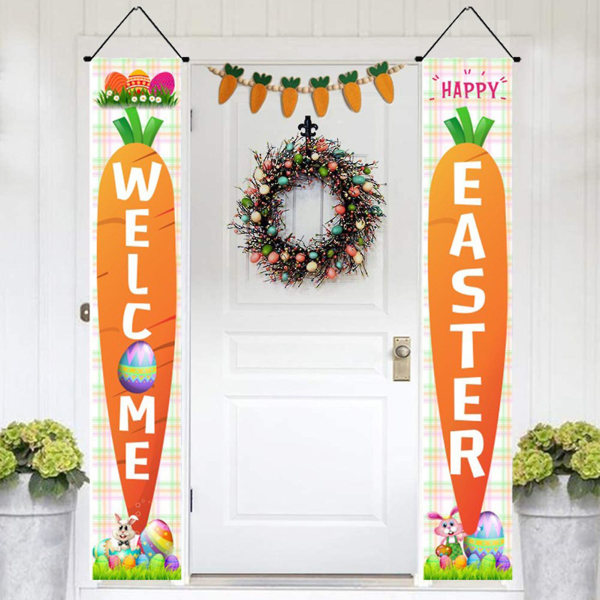 Par påskestil Festlig Touch Holiday Couplet Polyester Elegant Blessing Couplet Decor til hjemmet C