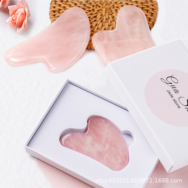 Naturlig Gua Sha Jade Rosékvarts Stenpanelverktyg - Rosa