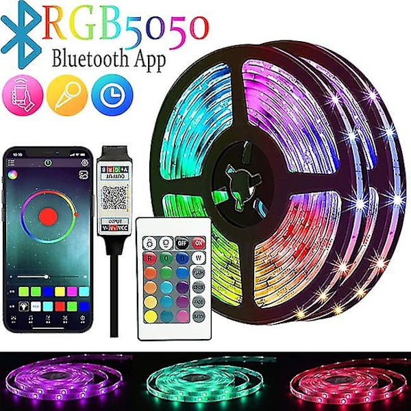 Led Strip 1m-30m Rgbic 2835 Bluetooth App Kontrol Jageffekt Lys Fleksibel Tape Diode Bånd Tv Baggrundsbelysning Værelse Dekoration 30M Full Set 5050 24Key Bluetooth