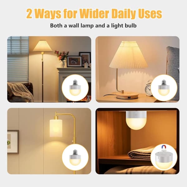 Rechargeable Light Bulb - E27 Rechargeable LED Lamp with Remote Control