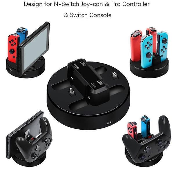 Laddstation Docka För 4 Nintendo Switch Värd Laddare Handkontroller Två Externa Usb Strömutgångsgränssnitt