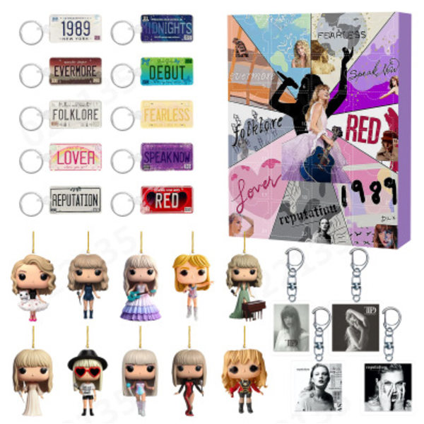 Kvinders Julekalender Taylor Swift Julegave Brinquedo Figur Legetøj Nøglering Navidad 24 Dages Nedtælling Fan Gave C