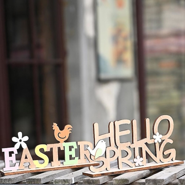 Sijial Hei kevät pääsiäiskirje puinen riippuvalaisin kotijuhlafestivaali Pendant Hello Spring