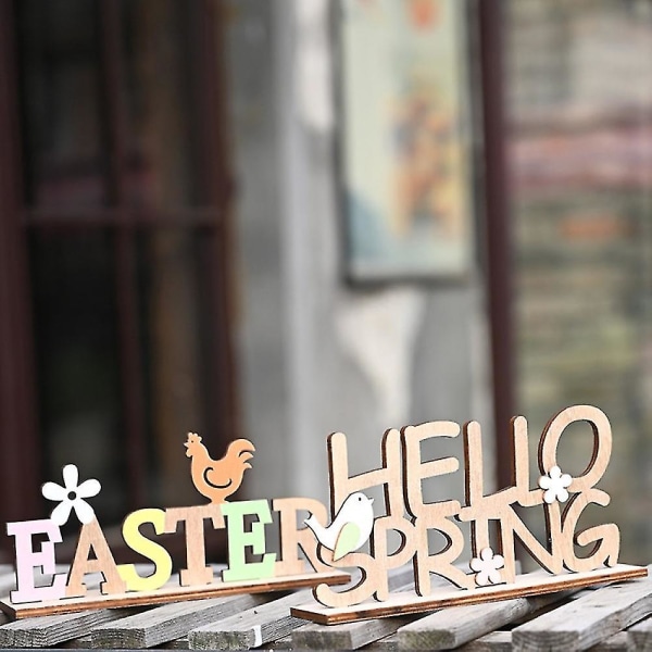 Sijial Hello Spring Påskebrev Træhængende Vedhæng Hjemmefest Festival Dekoration Hello Spring Ornament