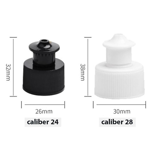 20 stk utskiftbare flaskehetter forsegling vannflaskehetter bærbare flaskelokk caliber 24 black