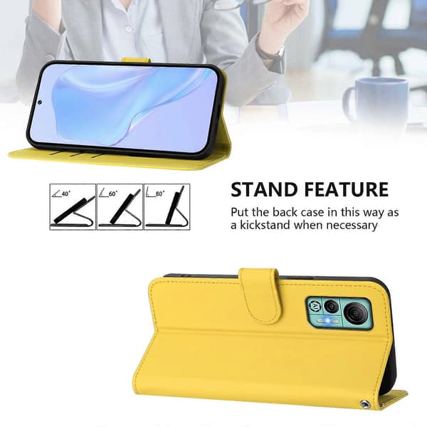 Mobilskal i läder med solid färg och snodd Lemon Yellow For Ulefone Note 14