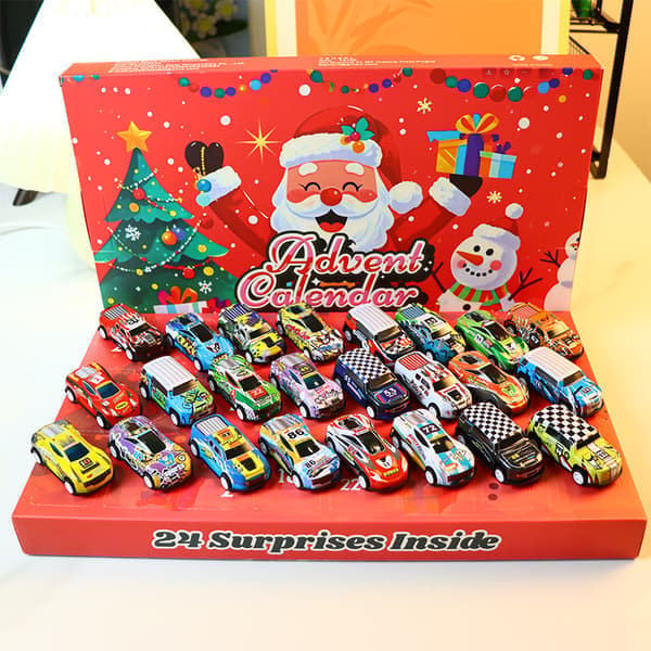 2026 Jule-nedtelling Adventskalender, 24-dagers Die-Cast Pull-Back Racerbil Blind Box Gaveeske