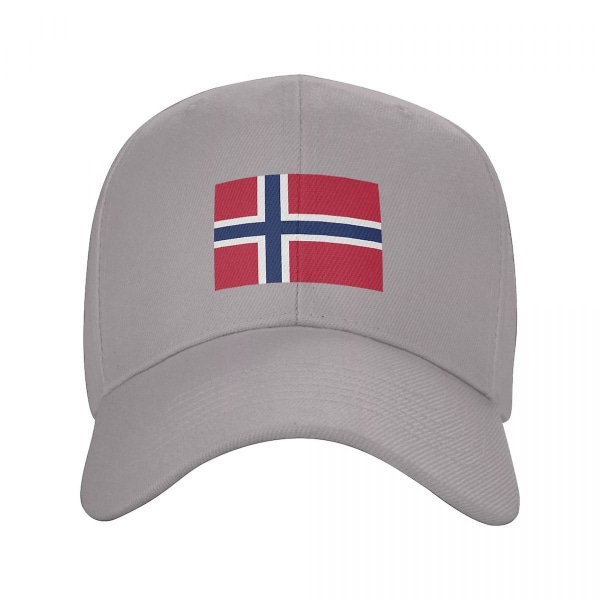 Personalized Flag Of Norway Baseball Cap Herre Dame Justerbar Trucker Hat Streetwear Gray