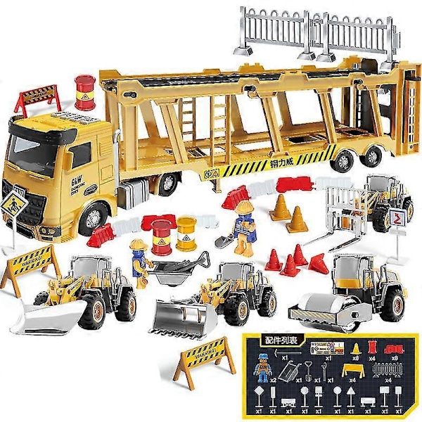 Alloy Engineering Bulldoser Kran Byggebil Tårn Designer For Gutter Lek Excavator Kjøretøy Biler Sett Leke For Barn 50pcs