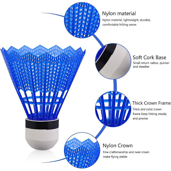 Paket med 24 Badmintonfjädrar Badminton Plastboll Skumhuvud för Barn Vuxna Sportaktiviteter Träning