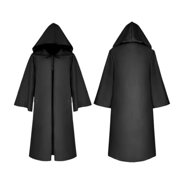 Halloween hettekappe Unisex Barn Barn Kapp Rolle Cosplay Lang kappe Gotiske kostymer Yttertøy Solid middelalderkappe Halloween Festrekvisit Black M