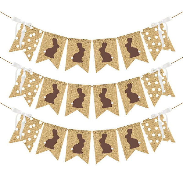 Betterlifefg - Påskfest Dekoration Dra Blommor Vit Rosett Kanin Burlap Svanssvans Dra Flagga