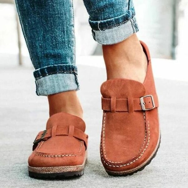 Naisten casual mukavat puukengät mokkanahkaiset sandaalit Kesäkotitoimistokengät Khaki 42