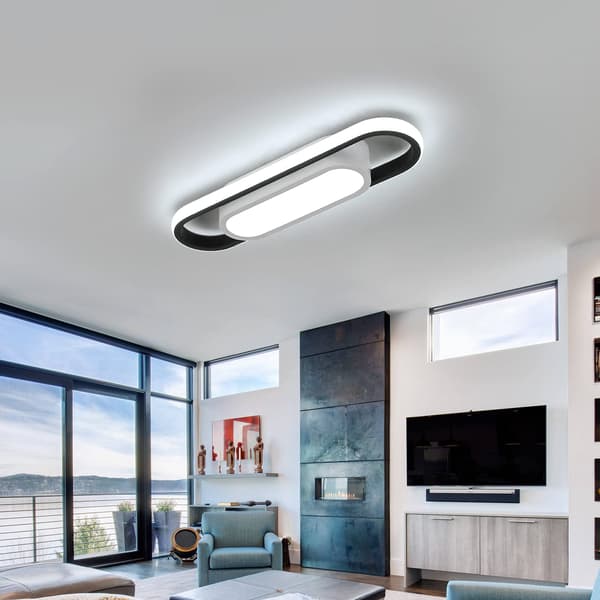 Modern LED Ceiling Light, 24W 1800 Lumen Rectangular Ceiling Lamp, White Ceiling Light for Living Room, Bedroom, Kitchen, Hallway, Studio