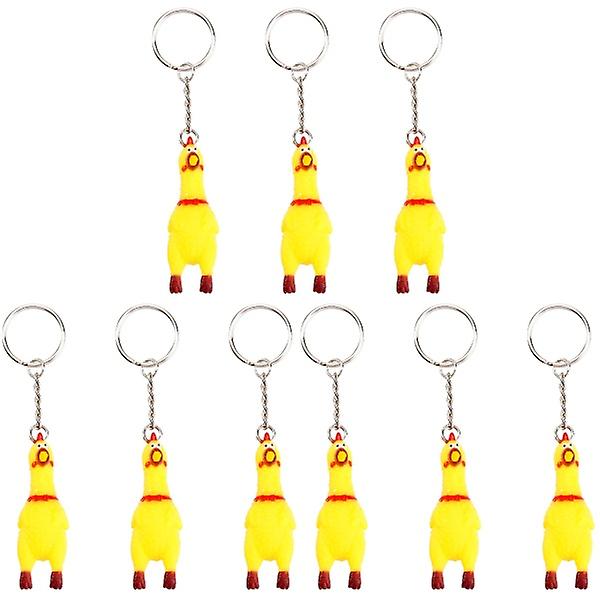 15 förpackningar Squeeze Screaming Chicken Nyckelring Rolig gul gnissande kyckling hänge för nycklar Väskor Telefoner 9 pairs