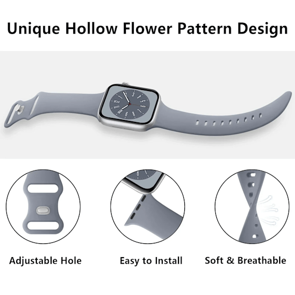 Pehmeä silikoniranneke, yhteensopiva Apple Watch 8 7 6 5 4 3 SE -rannekkeen kanssa, yhteensopiva IWatch Ultra 49mm 45mm 41mm 40mm 44mm 38mm 42mm -kellon kanssa lavender