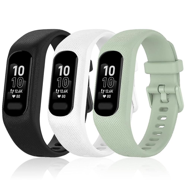 3 stk bløde silikonebånd til Garmin Vivosmart 5 stropper udskiftning sport farverig rem til Vivosmart 5 armbånd Black-Mint-Mint