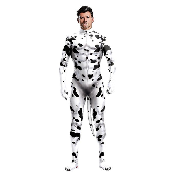 Dalmatiner Cosplay kostym för vuxna barn Djur Jumpsuit Halloween förklädnad karneval kostym 2XL