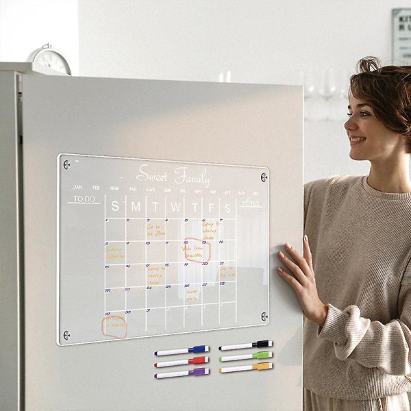 Tydlig akryl Magnetic Calendar Board Planner Dagligt veckovis månadsschema TYU047-A3