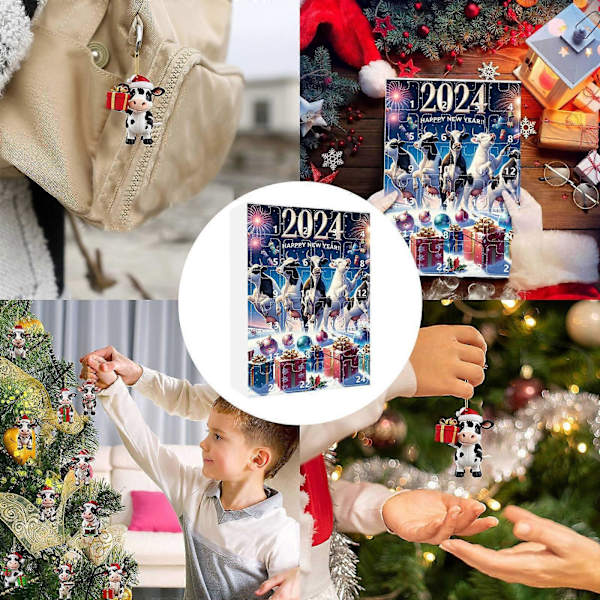 Julekalender 2024 Børn 2024 Julekalender Nedtælling 24 Dage Julekalender Sød Ko Julepynt Hængende Juleko