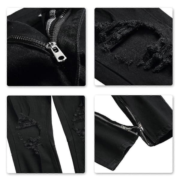VAWAN Herr Ripped Distressed Slim Fit Rak Passform Jeans Black EU 36