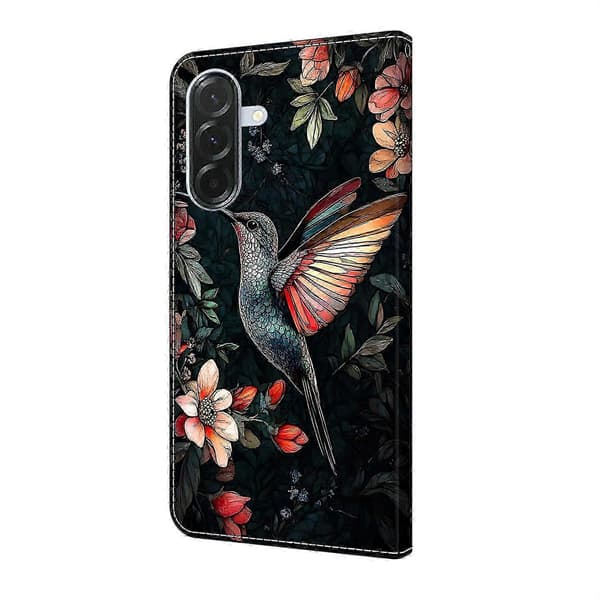 Galaxy A36 5G Läderfodral med Plånboksstativ & Mönstrat Flipskydd Multicolor Green Magpie