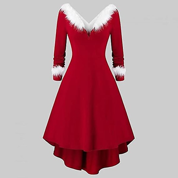 Bxhd Joulumekko Naisille Pitkähihainen V-kaula Jouluaatto Punainen Red 2XL