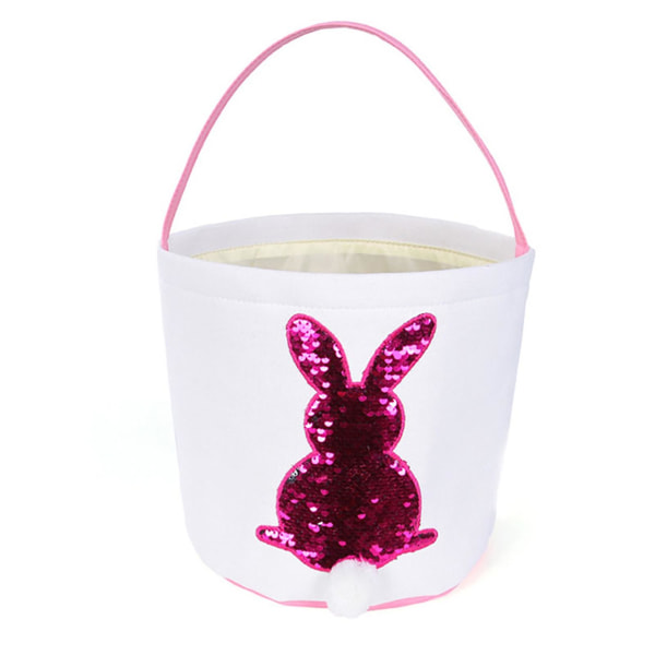 Paljetter Kanin Design Påskeegg Godteri Gave Hunt Basket Bøttepose med håndtak Pink