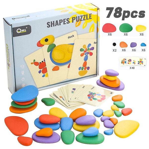 Rainbow Pebbles Stones Formade pusselleksaker för barn Tidiga pedagogiska leksaker