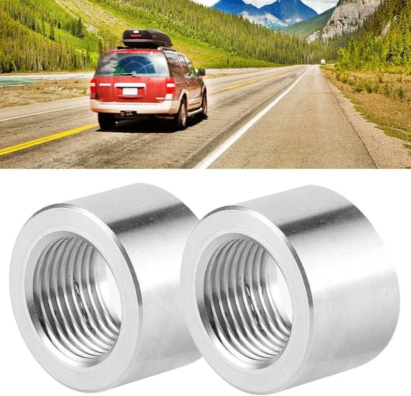 Lambda Sensor Nut Bung 2PCS Lambda Sensor Bung Adapter Stainless Steel SS304 M18 x 1.5 Internal Threaded Slotted O2 Lambda Sensor Accessories