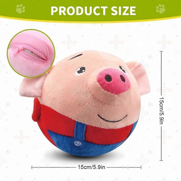 Aktiv Plyschdjursleksak, Pratande Rörlig Husdjursboll för Hundar Skakande Studsande Leksaker Red Pig