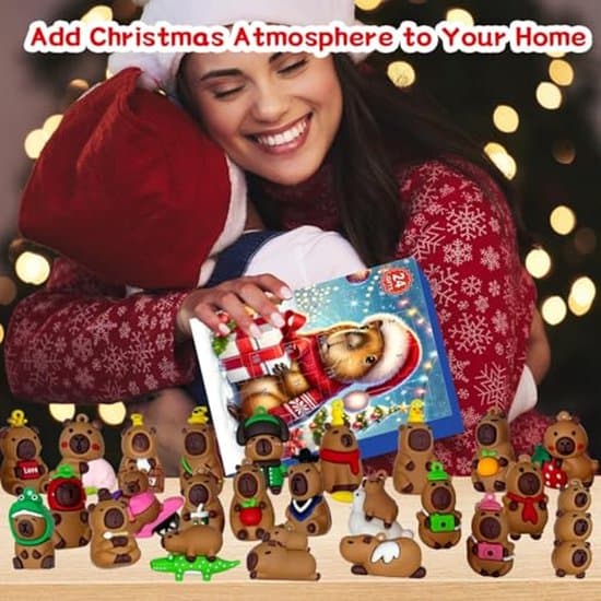 Kapybara adventskalender 2026 - 24 dager - 2D-akrylanheng for entusiaster