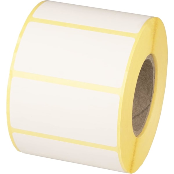 MDlabels Vita Termiska Etiketter Rulle - 60 x 30mm - 1000 Stycken - Permanent Lim för Streckkoder, Vita Självhäftande Etiketter för Märkning