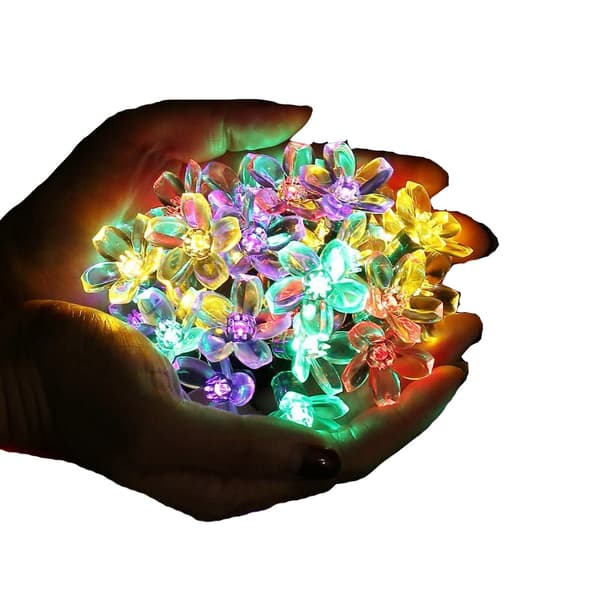 Qedertek Solcellslampor Utomhus Blommor, 7M 50 LED Solcellsslinga