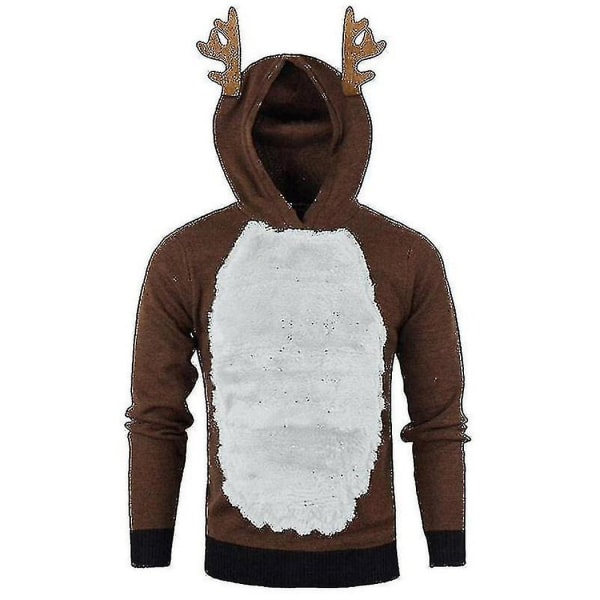 Huvtröja med luva för män, jultema, Rudolph-ren, tröja, pullover Coffee White XL