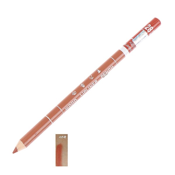 1 stk Profesjonell Wood Lip Liner Vanntett Lady Long Lasting Lip Liner Pencil N28