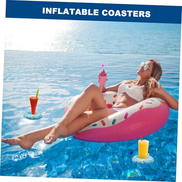 6 st. Flytande Kopps Hållare Pool Upp Underlägg Uppblåsbar Kopp Uppblåsbar Underlägg Uppblåsbar Dryckeshållare för Pool Flyter för Pool Drycker