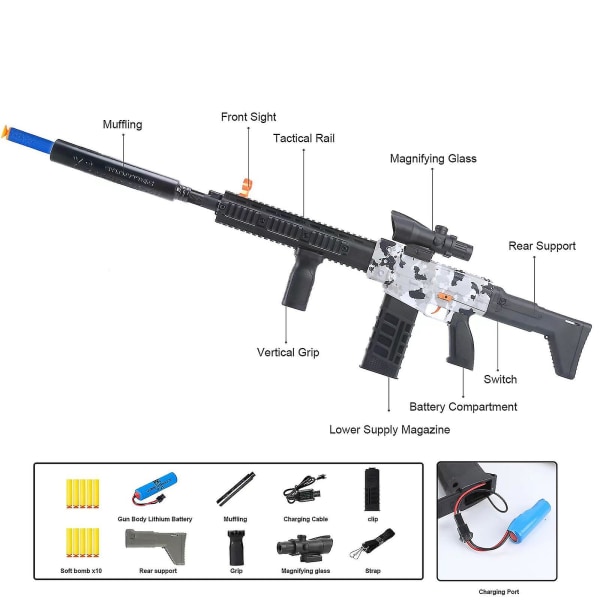 Realistisk legetøjspistol til Nerf Guns Dart Automatisk snigskytteriffel med skop Army green