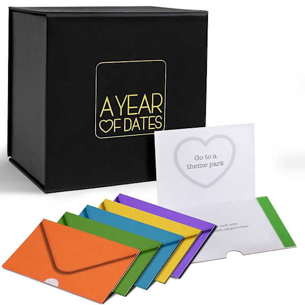 Et År Med Dates - Date Night Box - Romantiske Forseglede Date Ideer Til Par - Gave
