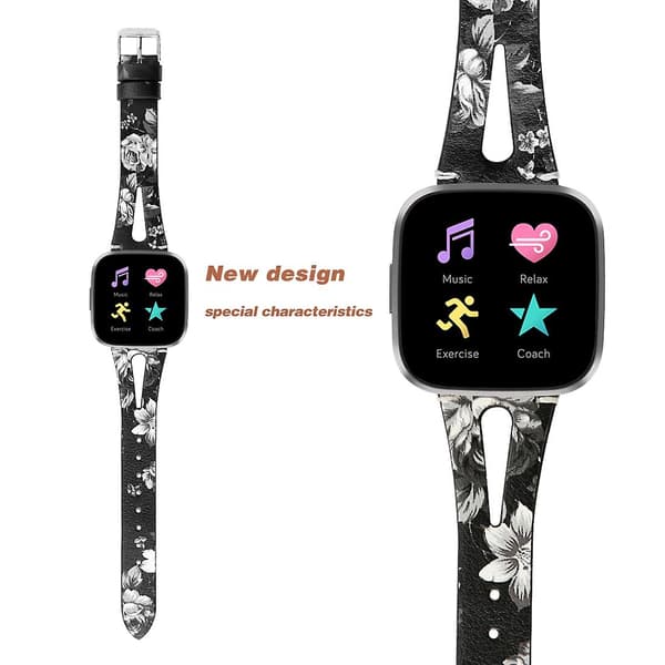 Fitbit Versa 2 -ranneke Fitbit Versa 2:lle Black Ash Flower