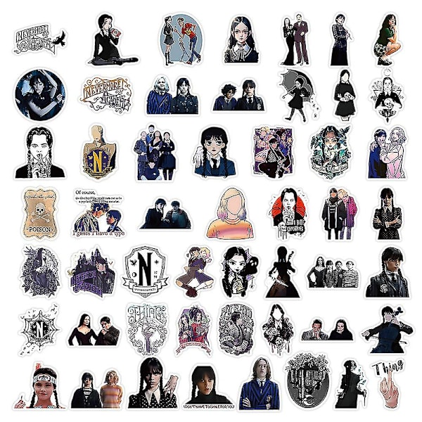 Wednesday Addams -sarjan asut/koristeet/peruukit naisille ja lapsille cosplay-juhliin ja naamiaisiin A Stickers 9-10 Years