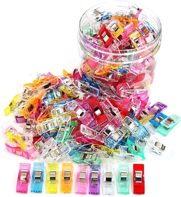Syklips, 100 stk med plastboks, avanserte quilteklips