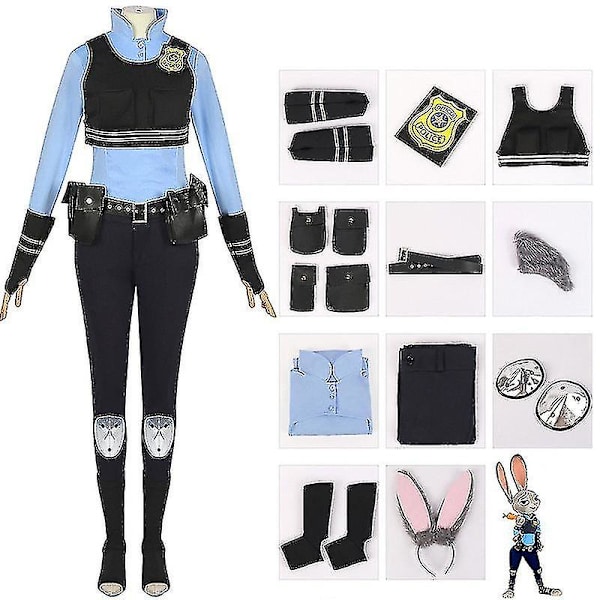 Bunny Cosplay Polisofficer Judy Hopps Kostym Full Set Halloween Maskerad Dräkt Karnevalskostym För Kvinnor XL