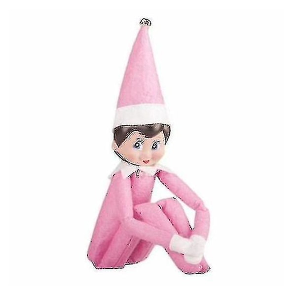 Tomten på hyllan Pojke Flicka Figur Julnyhet Plyschdockor Toy Xmas Gift_a pink