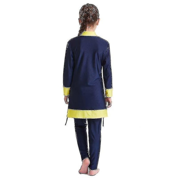 Islamisk svømmedragt Børn Piger Modest Full Cover Muslim Badetøj Beach Burkini Navy Blue 9-10 Years