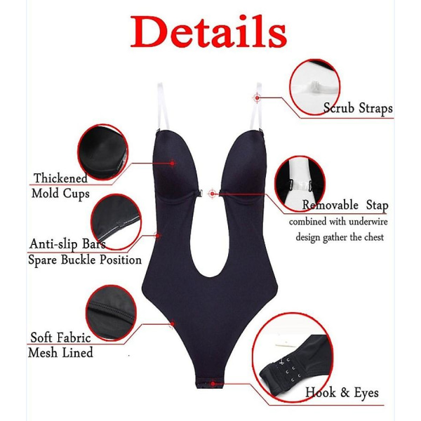 Naisten vartalonmuotoileva liivi, selästä avoin rintaliivi, G-string, vyötärön muotoilija, U-plunge alusmekko, muotoileva alusasu White L
